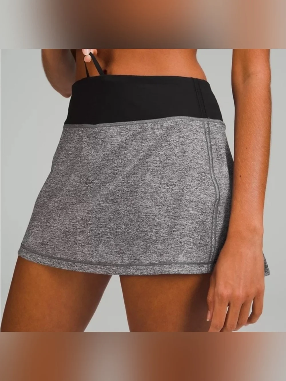 lululemon Pace Rival Skirt With Shorts Heather Gray Black Size 10 Tall.